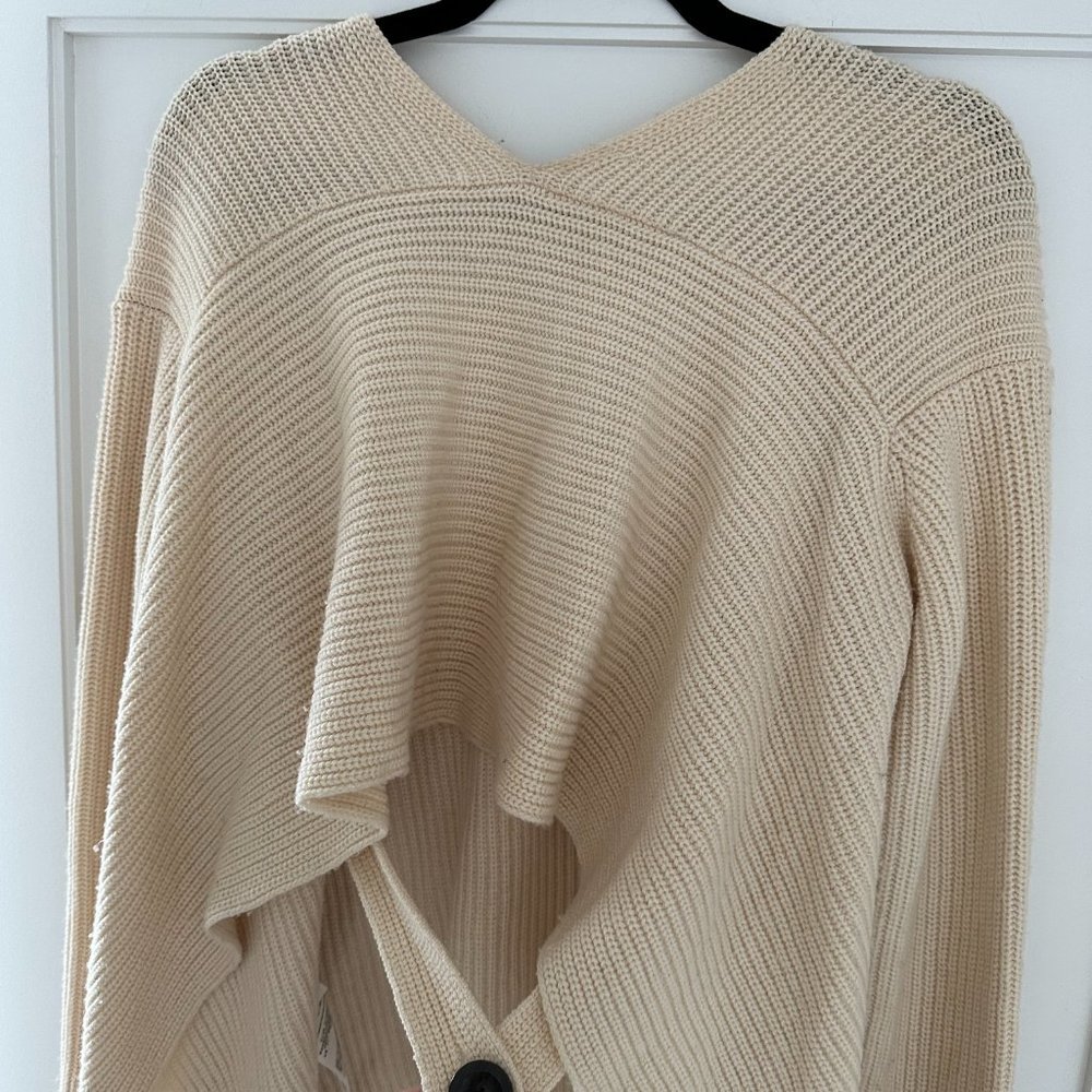 3.1 Phillip Lim Oversized Knit Sweater Tan Cropped Cut-out Back w/ String - Picture 9 of 11